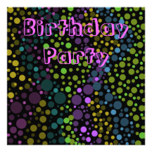 Polka dot Multi colour Birthday Invitation