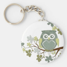 Polka Dot Owl in Tree Key Chain