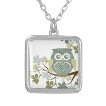 Polka Dot Owl in Tree Pendants