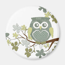 Polka Dot Owl in Tree Refrigerator Magnets