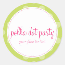 Polka Dot Party Chic Lime Green Round Sticker