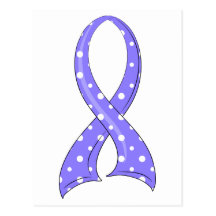 Polka Dot Periwinkle Ribbon Stomach Cancer Postcard