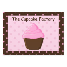 Polka Dot Pink and Brown Cupcake Business Cards