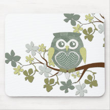 Polka Tree Owl Mousepad
