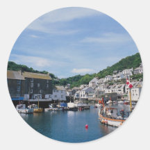 Polperro Harbour, Cornwall, England, U.K. Round Sticker