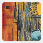 Pomegranate & Blueberry Orange Juice Abstract Square Stickers