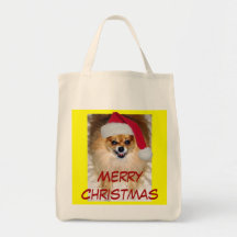 Pomeranian Santa Christmas Shopping Bag