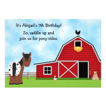 Pony Rides Horseback Riding Birthday Invitation