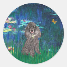 Poodle (8S) - Lilies 5 Round Sticker