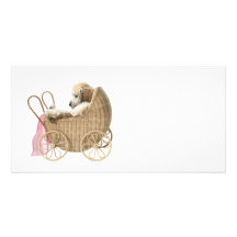 Poodle baby buggy photo card