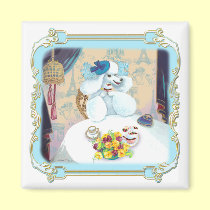 Poodle Cupcake Tea Party magnets