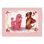 Poodle Dachshund Dog Valentine Card