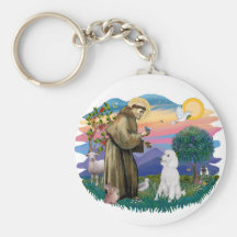 Poodle (Standard White) Key Chain