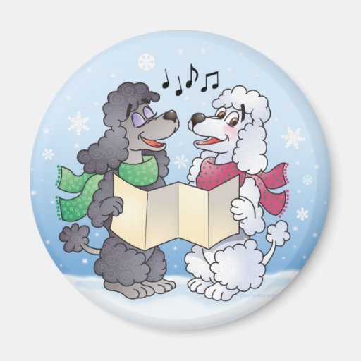 Poodles Christmas Caroling Magnet
