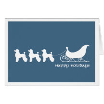 Poodles Pulling Santa's Sleigh Greeting Cards