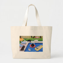 Pool Party Labradors Fun Painting Canvas Bag