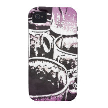 Pop Art Coffee Mugs Watercolor Print in Purple iPhone 4 Cases