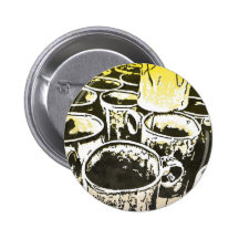Pop Art Coffee Mugs Watercolor Print in Yellow Button