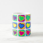 pop art colourful hearts mug mugs
