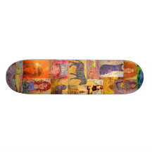 pop art folks collage skate board deck