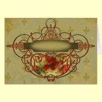 Poppies Fleur de Lis Victorian Style cards