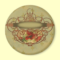 Poppies Fleur de Lis Victorian Style magnets