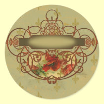 Poppies Fleur de Lis Victorian Style stickers