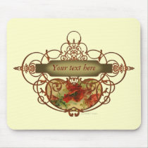 Poppy Ornate Scroll Banner Mousepad mousepads