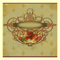 Poppy Scrolls Fleur de Lis Invitation invitations