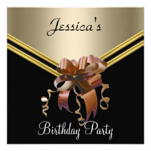 Popular Black Caramel and Bow Party Invitation