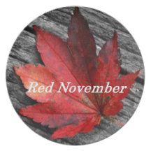 Porcelain Plate with Red November Logo