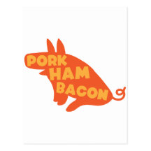 pork ham bacon postcard