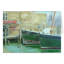 Porpoise and the Sarah Lynn at the Galley, Ptown Greeting Card