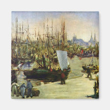 Port of Bordeaux by Edouard Manet Fridge Magnet
