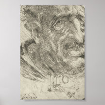 Portrait of a Balding Man, Leonardo da Vinci Poster