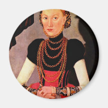 Portrait Of A Lady By Cranach D. J. Lucas (Best Qu Refrigerator Magnet