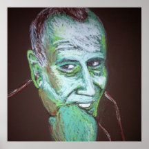 Portrait of a man in green poster