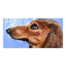 Portrait of a red dachshund photo card template