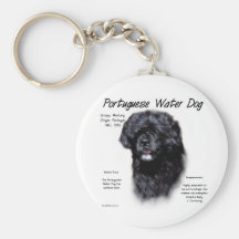 Portuguese Water Dog History Design Keychain