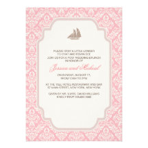 Post Wedding Brunch Invitations Pink Damask