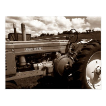 Postcard ~ A VINTAGE Tractor Close-Up w/ Clouds