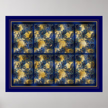 Poster Art Blue Floral Panel