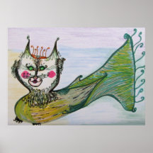 Poster - Cat - Whimsical - Queen Cat Fish