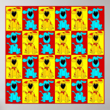 Poster Kid's Boy Dogs Blue Yellow Red 2