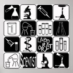 POSTER LABORATORY SCIENTIST SYMBOLS AND TOOLS