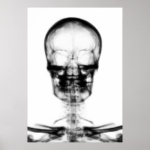 POSTER/PRINT X-RAY VISION SKELETON SKULL - B&W