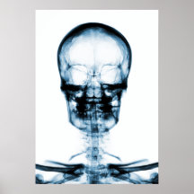 POSTER/PRINT X-RAY VISION SKELETON SKULL - BLUE