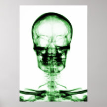 POSTER/PRINT X-RAY VISION SKELETON SKULL - GREEN
