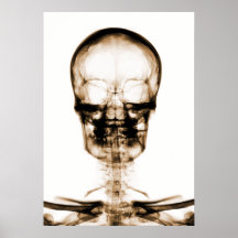 POSTER/PRINT X-RAY VISION SKELETON SKULL - ORANGE
