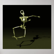 POSTER - X-RAY SKELETON JOY LEAP BLK YELLOW